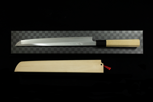 Gesshin Kagekiyo White #2 270mm Double Bevel Shinogi-Ari Sakimaru Takobiki with Saya