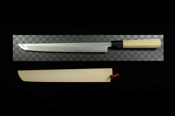 Gesshin Kagekiyo White #2 270mm Double Bevel Shinogi-Ari Sakimaru Takobiki with Saya