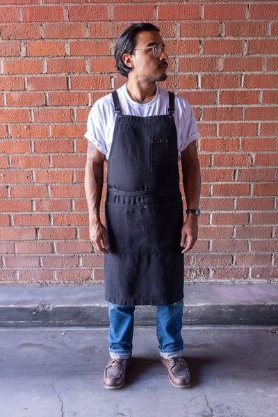 White Bark Workwear Premium Cross-Back Apron - Black