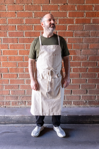 White Bark Workwear Full Cross-Back Apron - Greige