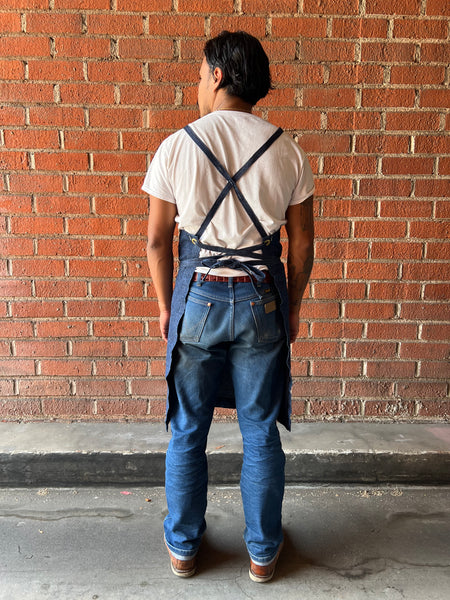 White Bark Workwear Full Cross-Back Apron - Denim