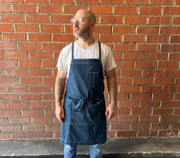 White Bark Workwear Full Cross-Back Apron - Recycled Navy