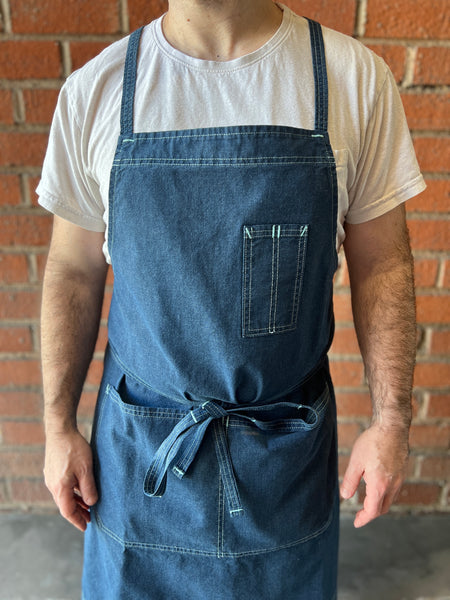 White Bark Workwear Full Cross-Back Apron - Recycled Navy